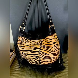 B.Makowsky Zebra Calf Hair Purse
